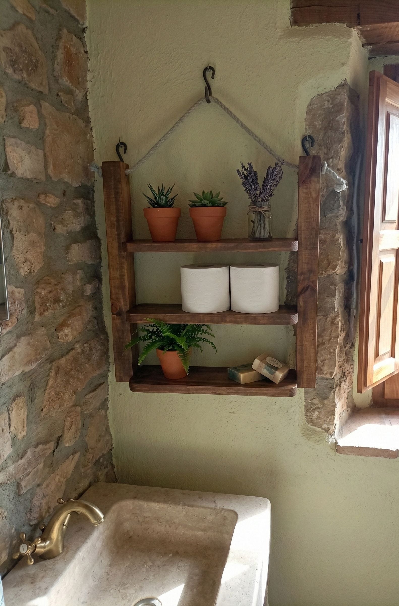 Repisa colgante rustica de madera