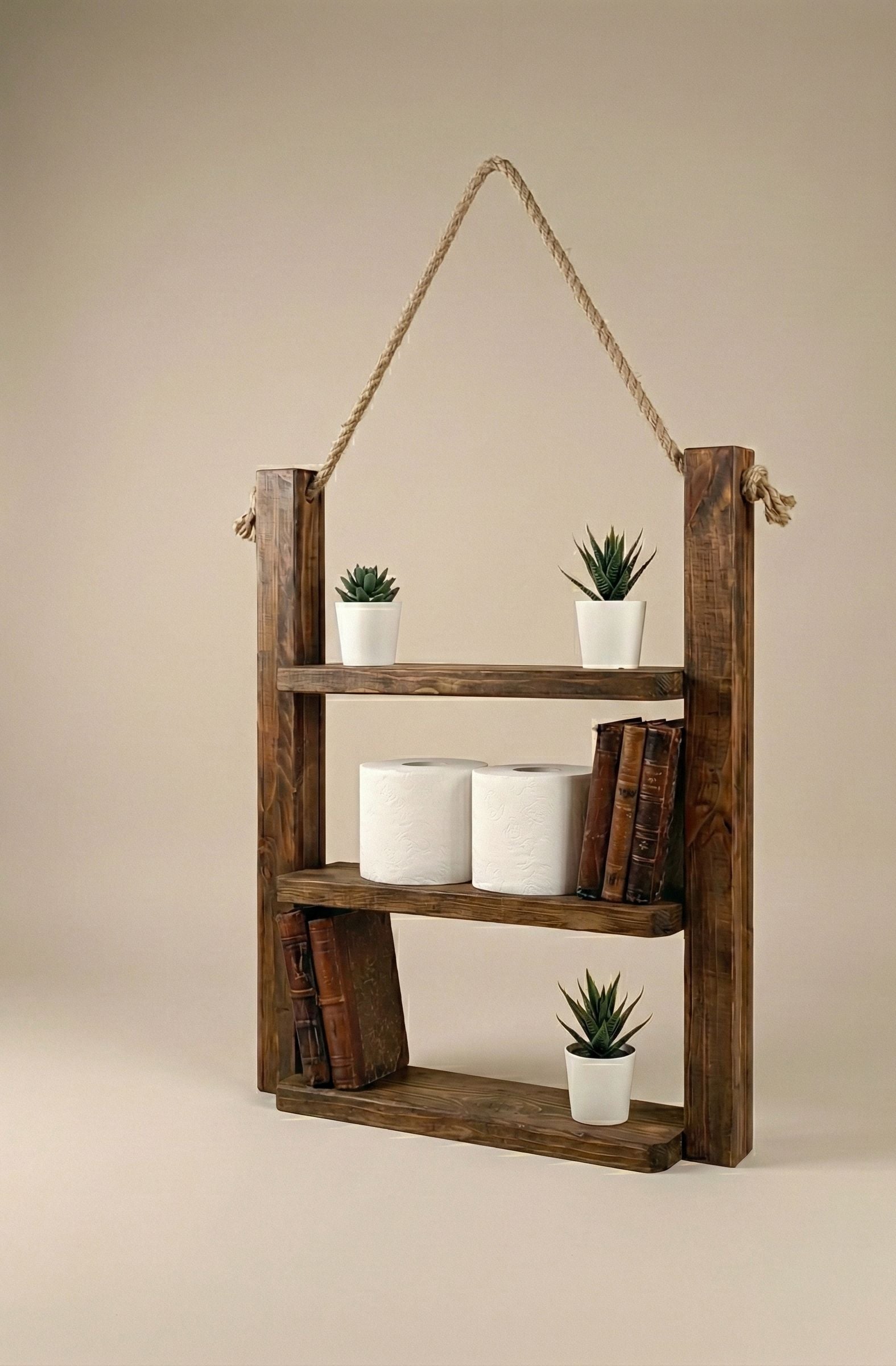 Repisa colgante rustica de madera