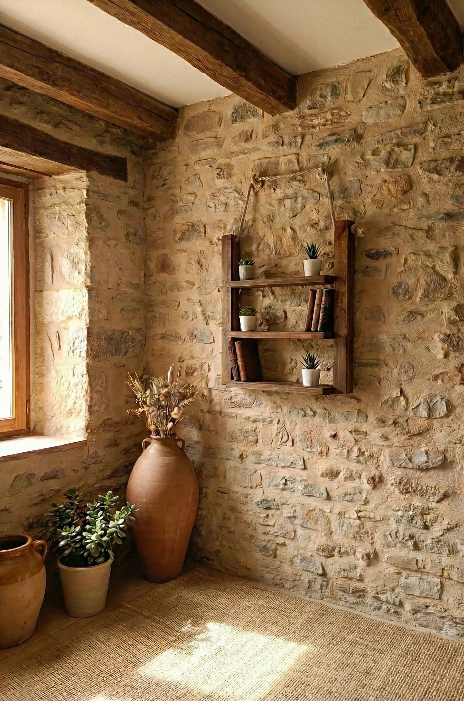 Repisa colgante rustica de madera