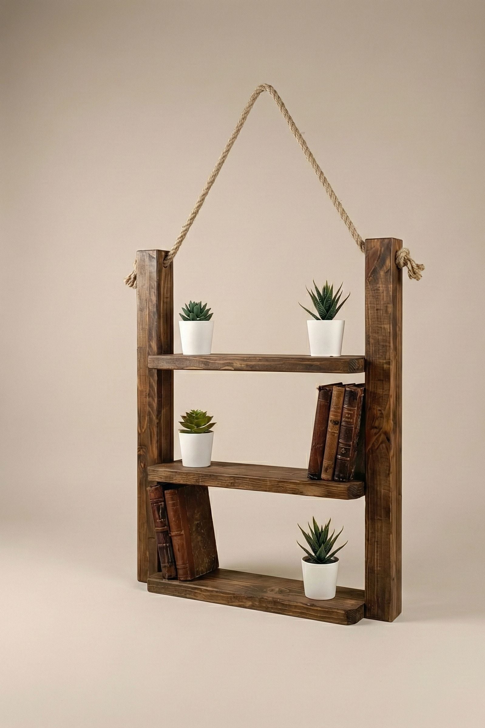 Repisa colgante rustica de madera