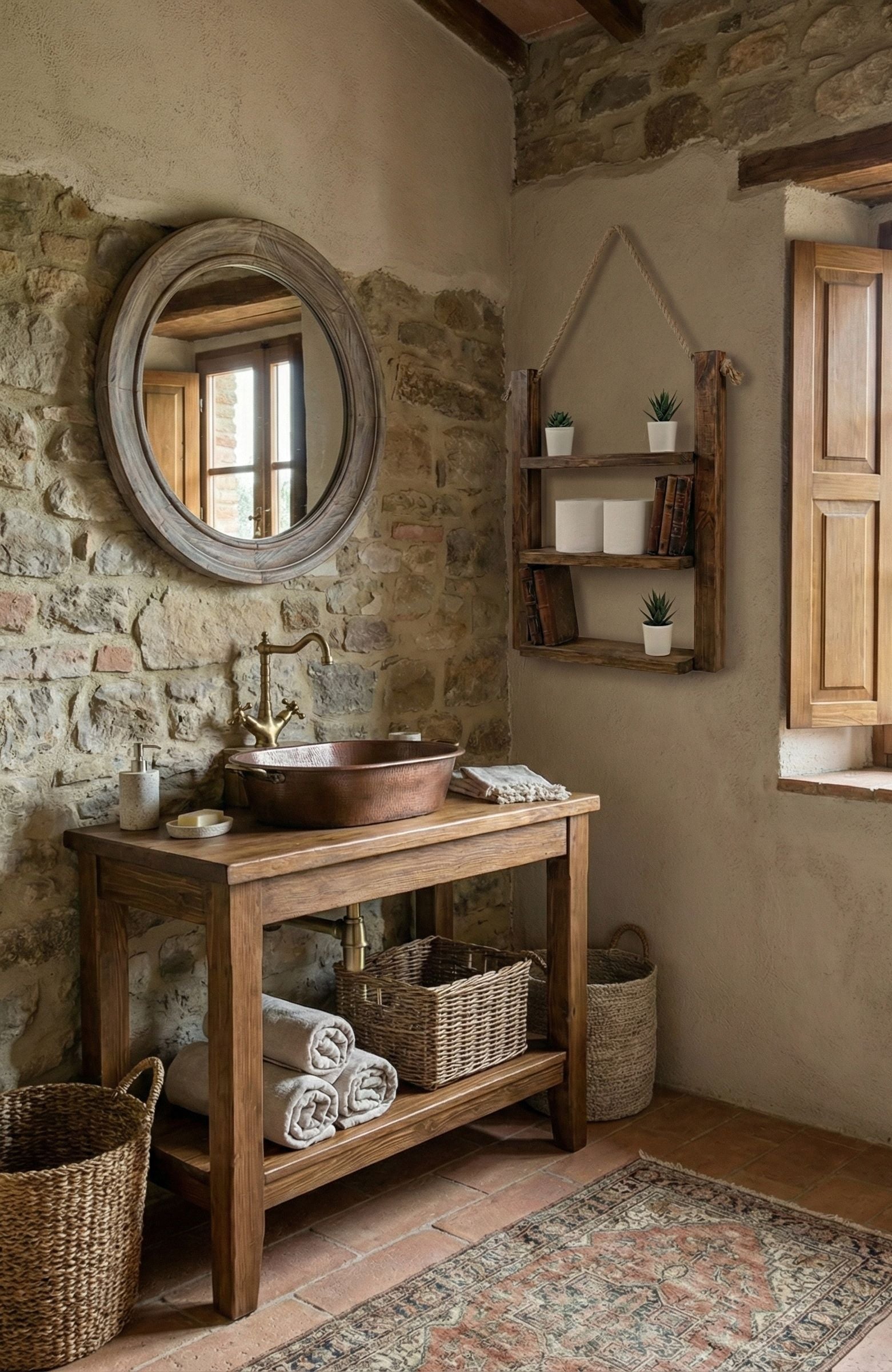 Repisa colgante rustica de madera